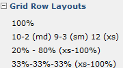 Shows a portion of the Grid Row Layout Left Panel::Grid Row Layouts Preview