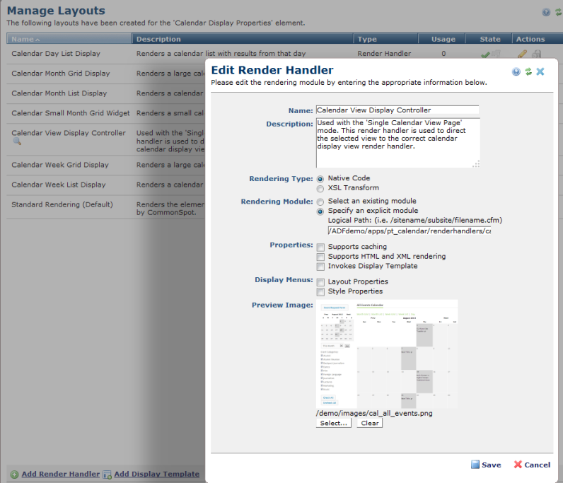 Calendar Layouts