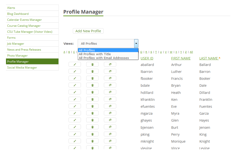 Manage Profile