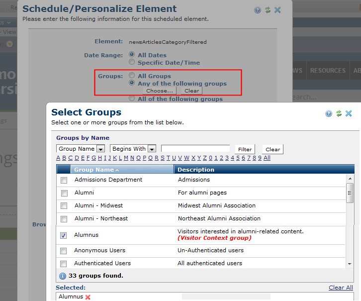 Schedule by Group